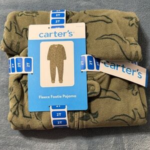 Carter's Olive Dinosaur Fleece Pajama